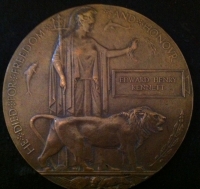 AN EMOTIVE 1914-15 TRIO & PLAQUE 
8910. Pte. E. KENNETT. 3rd Royal Fusiliers (City of London Regt)
KILLED IN ACTION. 1st Day of Battle of Bellewaerde. 24th May 1915.