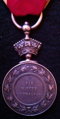 ABYSSINIAN WAR MEDAL (1869) To: 482. WILLIAM PITT. 3rd DRAGOON GUARDS. With attestation & 
