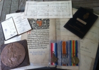 An Historically Most Important, Rare & Unusually Complete,1914-15 Trio, Plaque & Scroll & Papers.To: T.2537.J.BALDWIN. R.N.R."HMS CRESSY" Who was Killed-in-Action, 22nd September 1914.Sunk by German Submarine U-9 