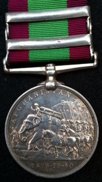 AFGHANISTAN MEDAL 1881 (KABUL) & (CHARASIA) To: 1533. Pte. T. SAMWAY. 67th ( South Hampshire Regt)  Foot. A lovely medal in EF+ With medal roll