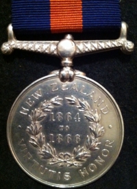 NEW ZEALAND MEDAL (1864-1866) To: 828. Wm STEWART. 43rd Lt INFTRy. A lovely EF medal. (Ox & Bucks Light Infantry)
