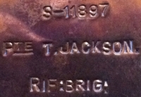 A CASUALTY & PRISONER OF WAR 1914-15 Star Trio. To: S/11897 Pte (Rfn) T. Jackson.12th Bn Rifle Bde. Missing Cambrai. P.O.W. Died of Wounds (shot fracture) after leg amputation in German Hospital at Mulheim. From Preston.