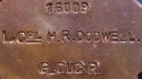 A Scarce "GLOUCESTER REGT" 1914-15 Star Casualty Trio & Plaque . To: 16009 L/Cpl H.R. DODWELL. 8th Glosters. Died of Wounds 12th September 1918. From Cheltenham. Aged 31