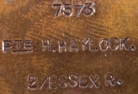A DESIRABLE QSA/KSA & Early (Race to The Sea) Casualty 1914 Star & Bar trio. 4177 Pte H. HAYLOCK Bedford Rgt. Killed-in-Action (Last day 1st Ypres) 22.11.1914 as 7573 Pte H. HAYLOCK 2/Essex Regt.Bishop