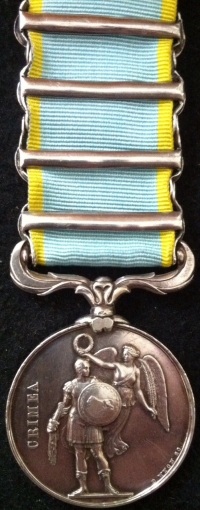 AN IMPORTANT & HIGHLY DESIRABLE  \"FOUR CLASP\" CRIMEA MEDAL. To: 2871. Pte R. HEALD. 68th FOOT (Durham L.I.) Seriously wounded at Inkermann, 5th Nov\