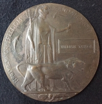 A Rare 1914-1915 "HOOD BATTALION" Trio and Plaque.
To:  TZ 4414. W. TAYLOR. R.N.Div, R.N.V.R. KILLED IN ACTION Sunday 25th Feb 1917. From Newcastle on Tyne.