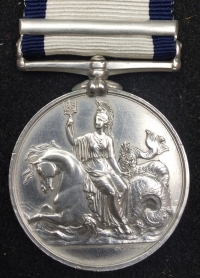 A Very Rare & Desirable NAVAL GENERAL SERVICE MEDAL
[EUROTAS 25th FEBy 1814] To. WILLIAM JAMES  (A Pressed Man) Ex-HMS QUEBEC. Only 32 clasps were issued for this exceptionally exciting frigate action.