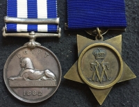 An Attractive Egypt Medal, 1882 (TEL-EL-KEBIR) & Khedive’s Star (1882) pair. To: 1064 Pte. D. Russell. 1st Bn Cameron Highlanders.