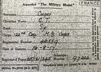 Fine “BATTLE OF ARRAS” MILITARY MEDAL. A Later Casualty KILLED IN ACTION at “BATTLE OF MENIN ROAD” (3rd Battle of Ypres) 21.9.17  46559. Sgt C.T. COOPER. 122 Coy, M.G.C. A Native of Ilkeston, Derbyshire. Age 23.