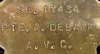 An Unusual Boer War, Great War, QSA & 1914-15 Trio. To: 6795. Pte A. DE  BANK. 2: R: BERKS. REGt, Later SE.11434, Pte,A, DEBANK. A.V.C. (Army Vets’ Corps).Wounded WW1. With father’s “Hearts of Oak Society” Large Silver Medal.