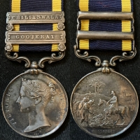 A Very Desirable PUNJAB MEDAL 1849. (GOOJERAT)-(CHILIANWALA) To. Sgt. F. BRITTAIN. 24th Foot Regt. Who Died of Disease, 26th August 1850. 
With confirming medal roll.