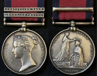 An Excessively Rare M.G.S.- American War of 1812- to 
A Native North American Warrior. [FORT DETROIT]-[CHRYSTLER’S FARM] To: “TEIR KARIWAKERON, WARRIOR. Only Five medals with BOTH these fabulously rare clasps.